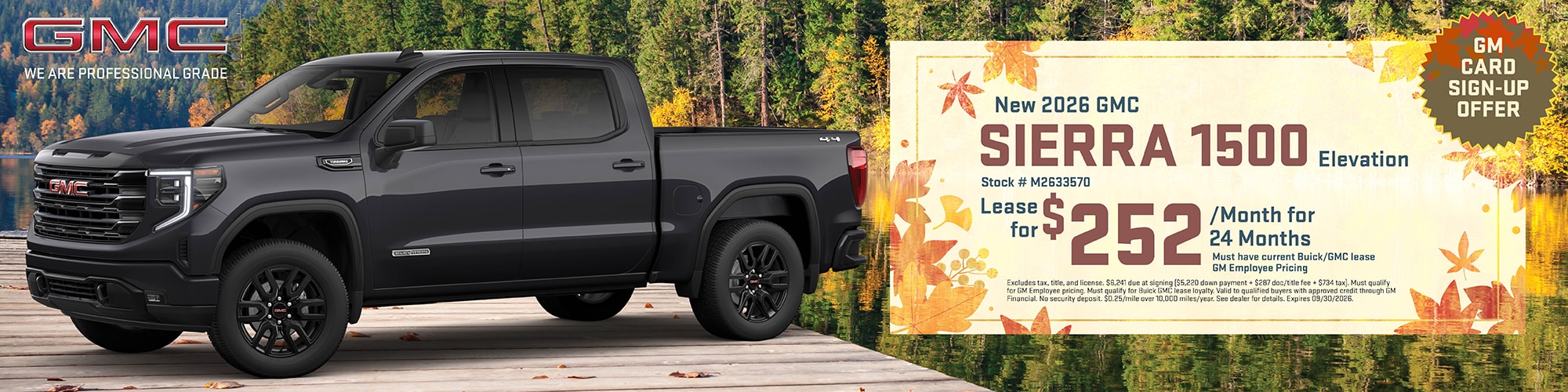 New 2026 GMC Sierra 1500 Lease for $252/mo. for 24 mos.