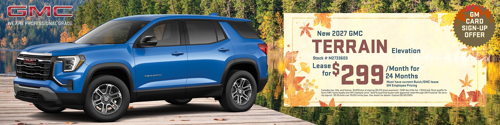 Lease a new 2027 GMC Terrain for $299 per month for 24 months