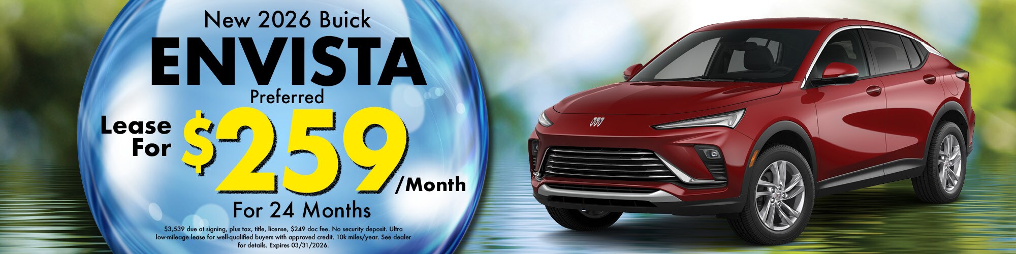 Lease a new 2026 Buick Envista for $259 per month for 24 months