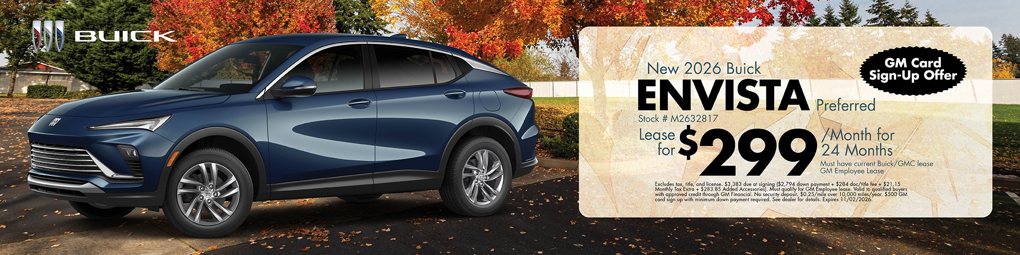 Lease a new 2026 Buick Envista for $299/mo.