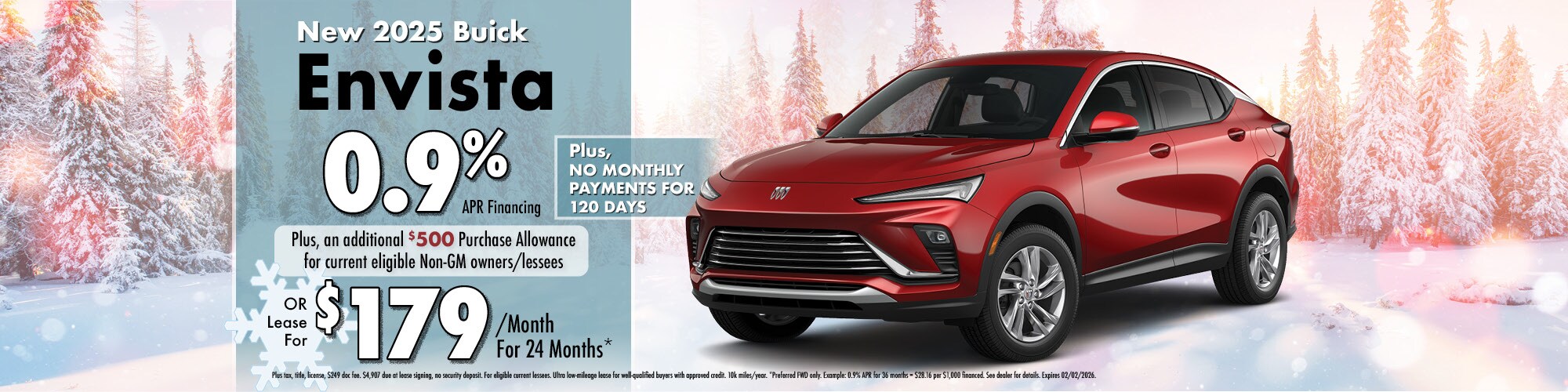 Lease a new 2025 Buick Envista for $179 per month for 24 months.