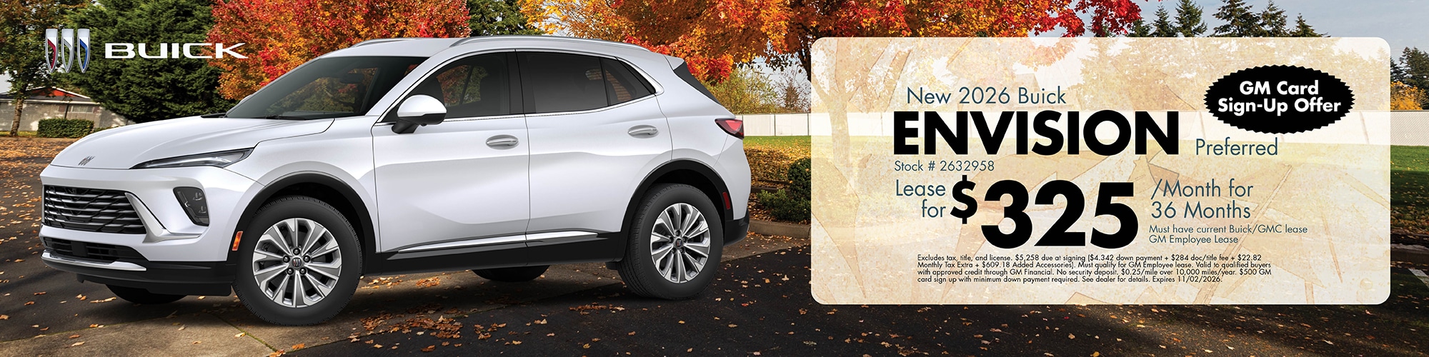 Lease a new 2026 Buick Envision for $325/mo.