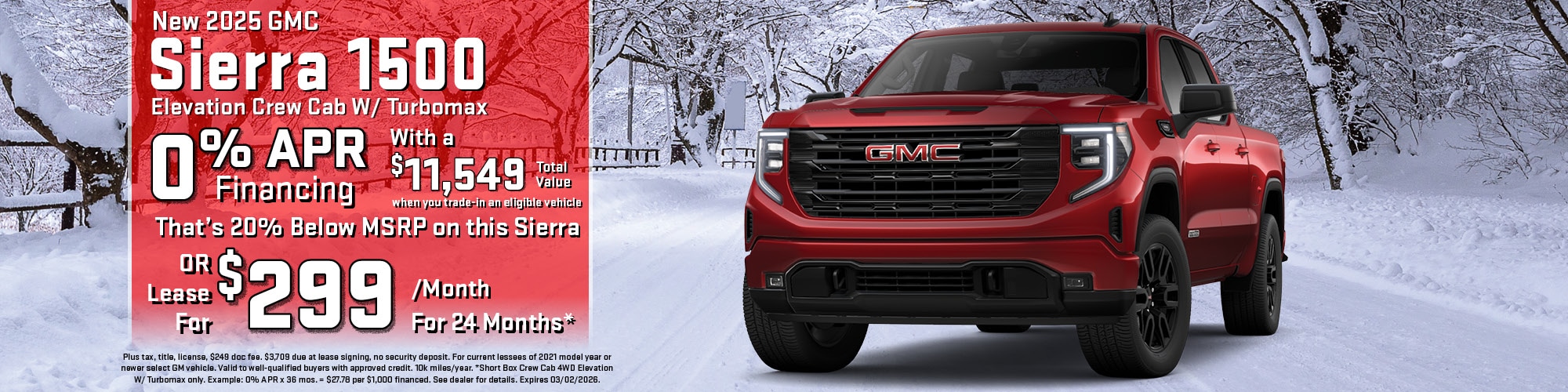 Finance a new 2025 GMC Sierra 1500 for 0% APR