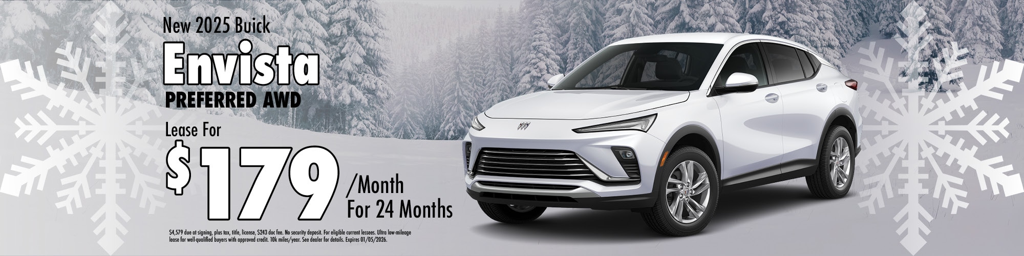 Lease a new 2025 Buick Envista for $179 per month for 24 months.