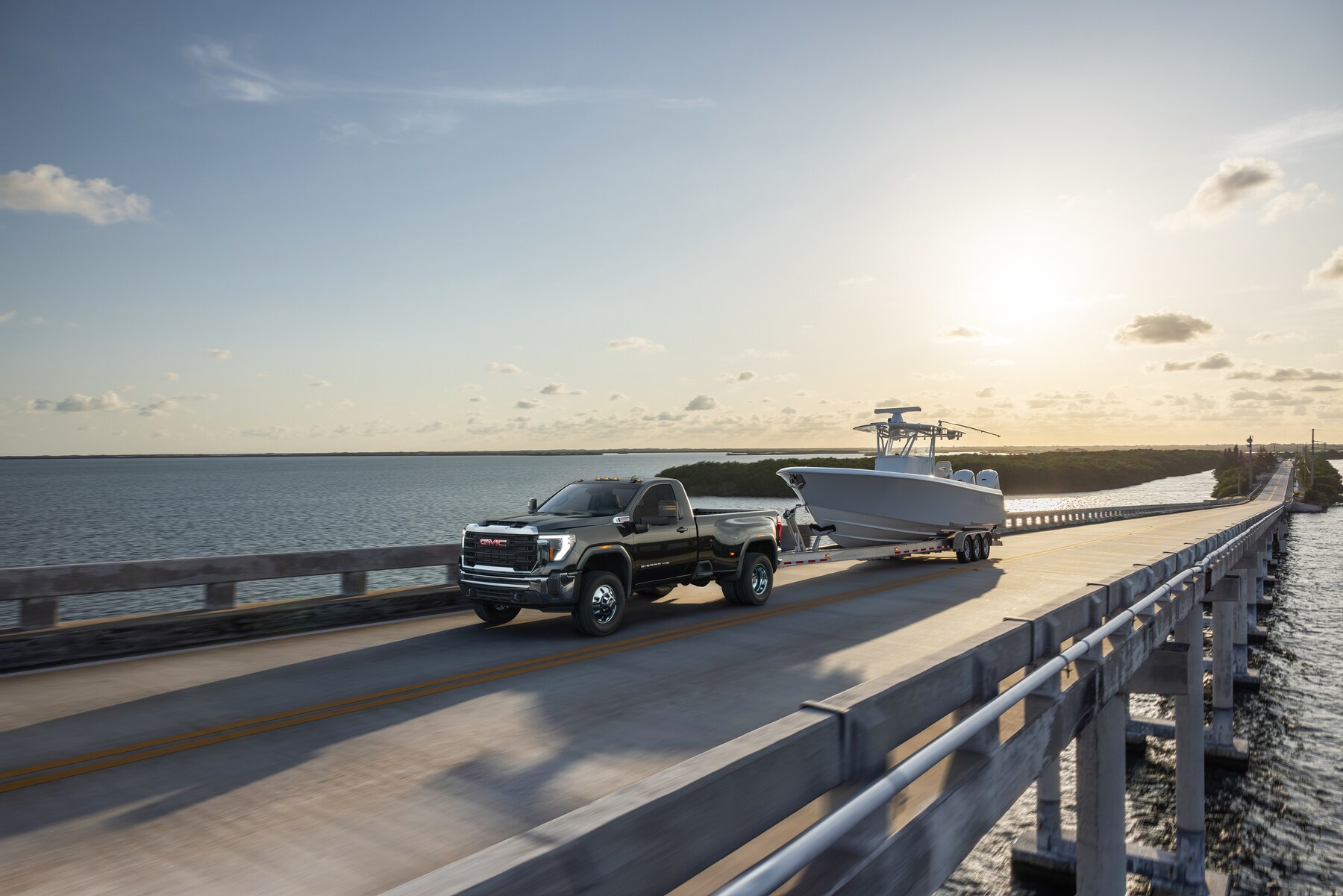 GMC Sierra 3500 HD towing a boat