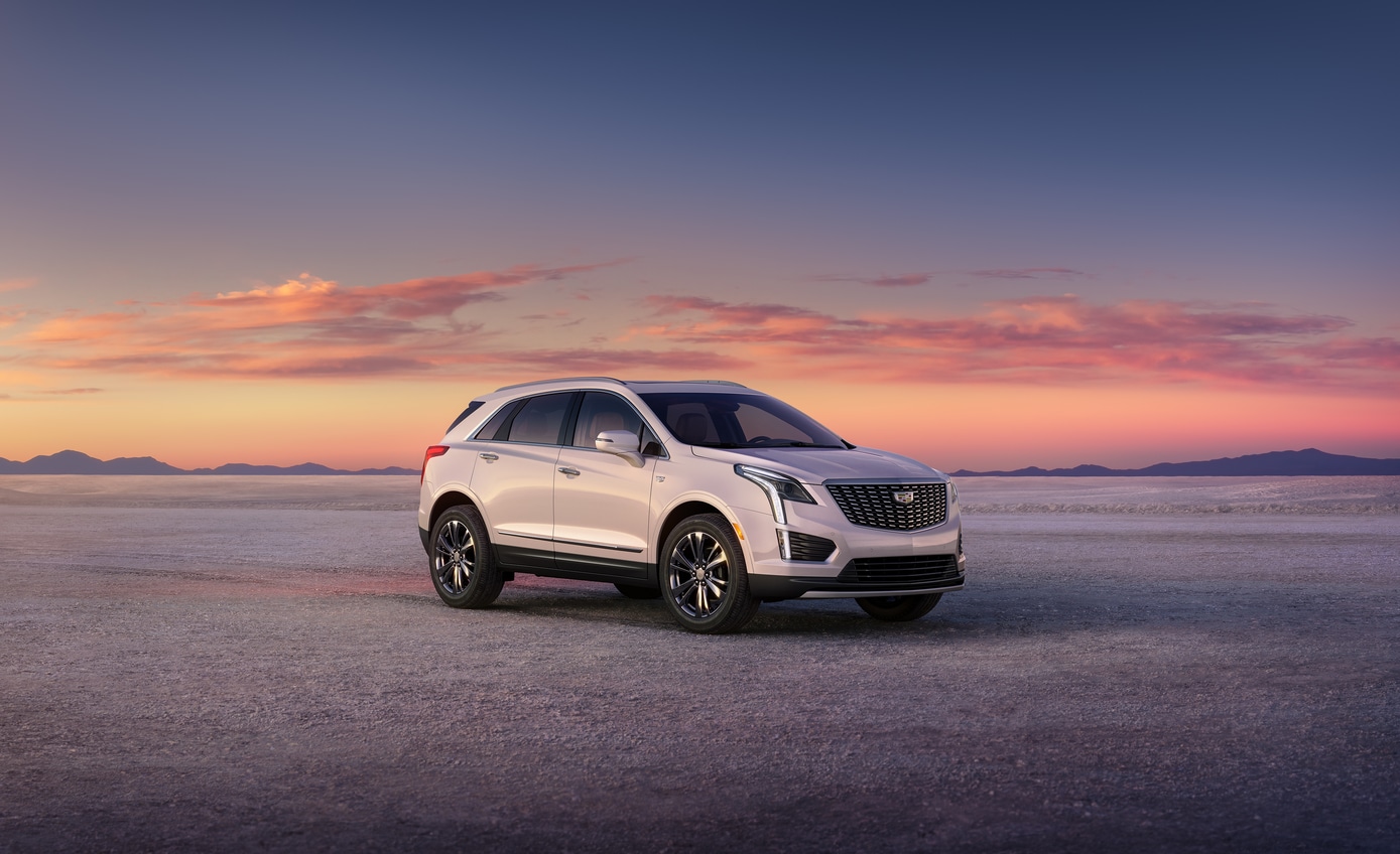 2026 Cadillac XT5 in desert at sunset