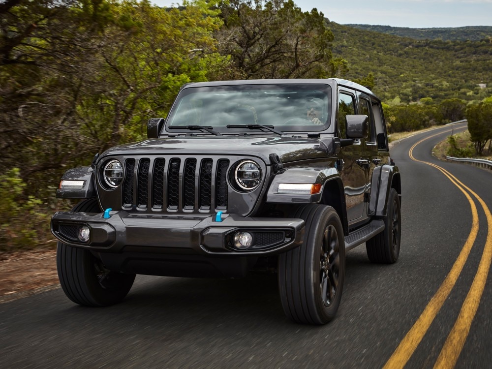  Black Jeep Wrangler on the road