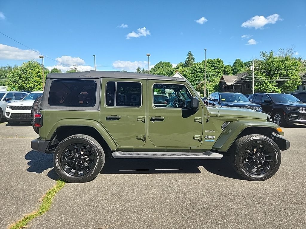 Used 2021 Jeep Wrangler Unlimited Sahara 4XE with VIN 1C4JJXP67MW742502 for sale in Greenfield, MA