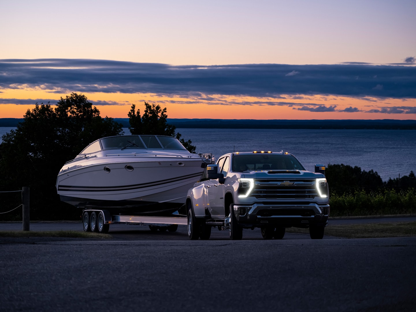 2026 Chevrolet Silverado 3500HD  towing a boat