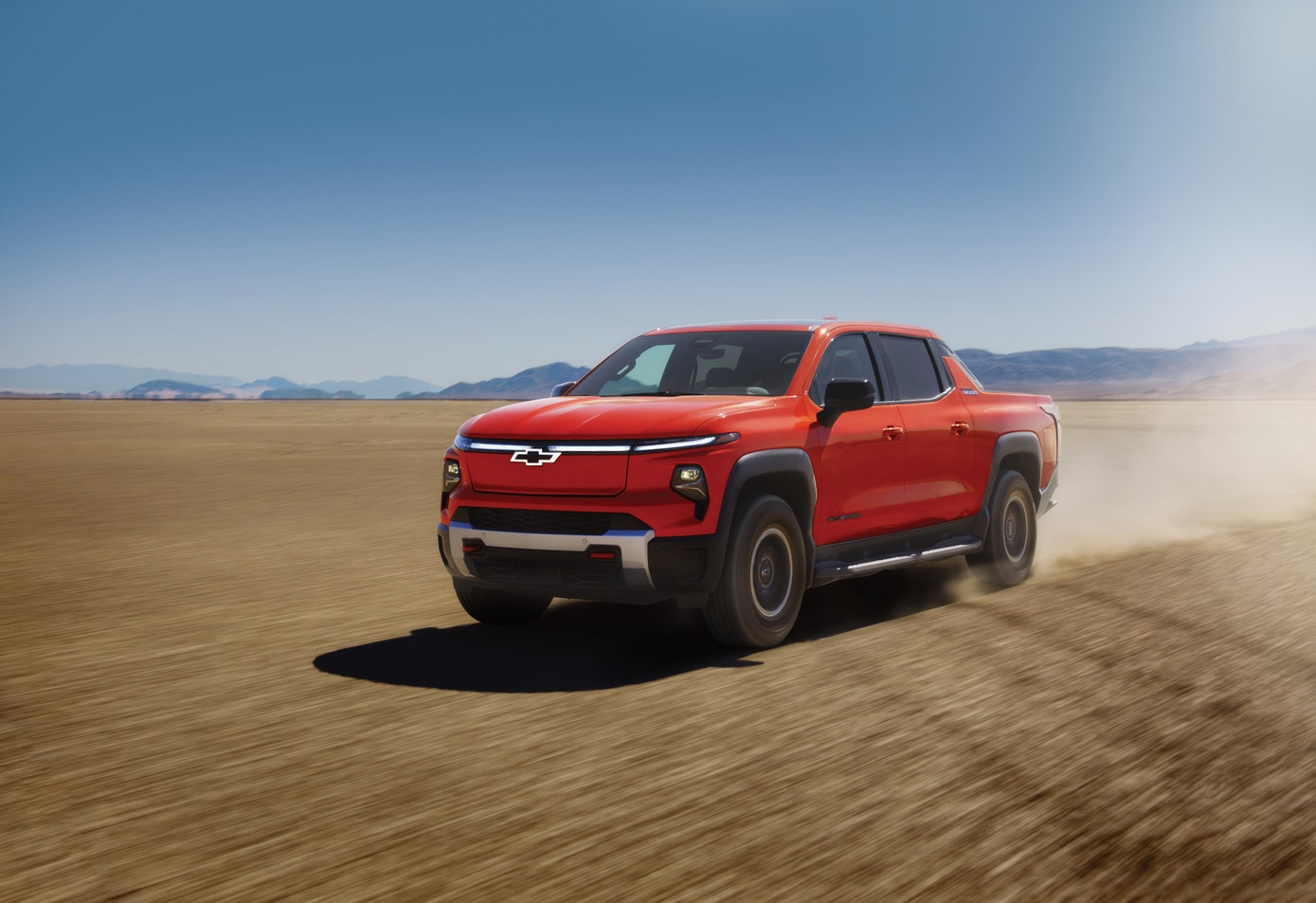  Chevrolet Silverado EV driving in desert