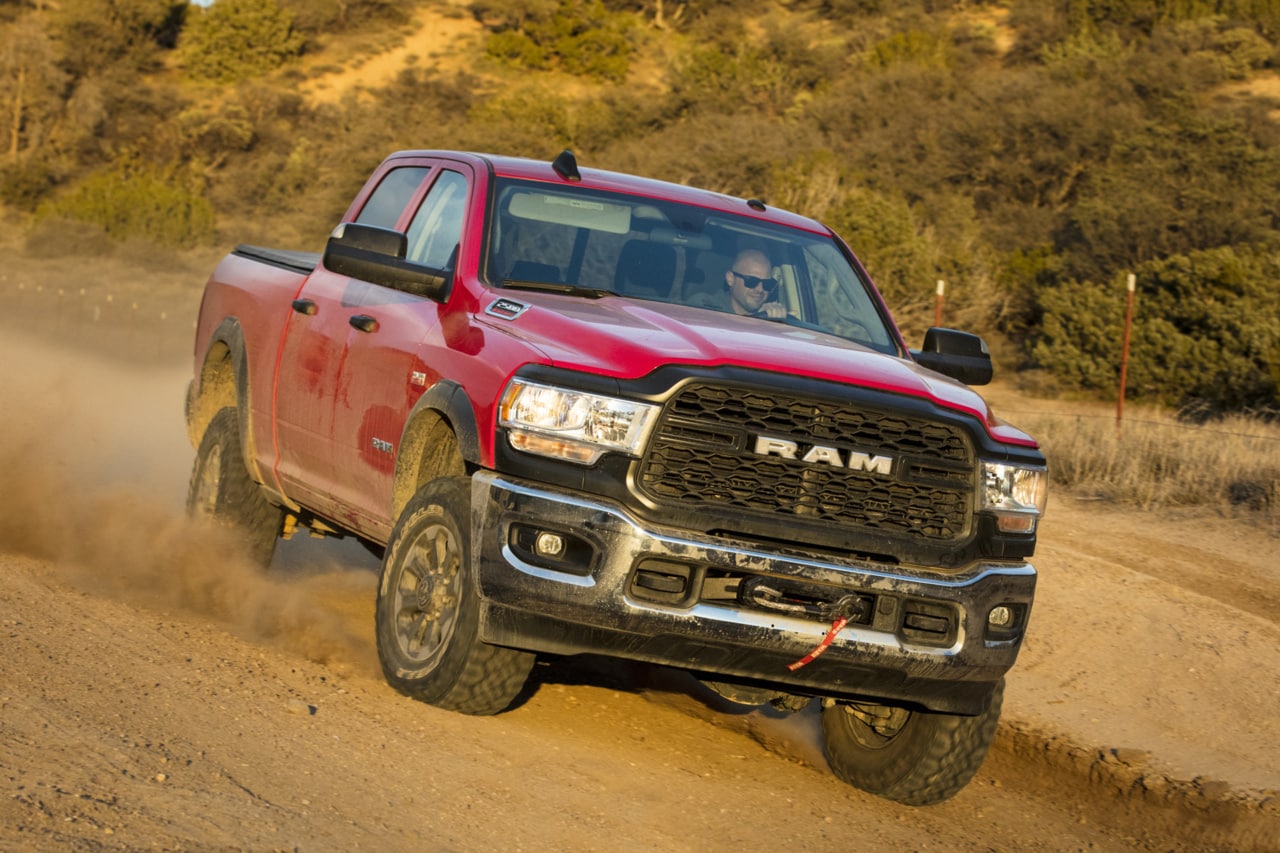 Ram 2500HD driving on dirt trail