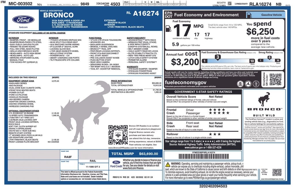 Used 2024 Ford Bronco Badlands SUV