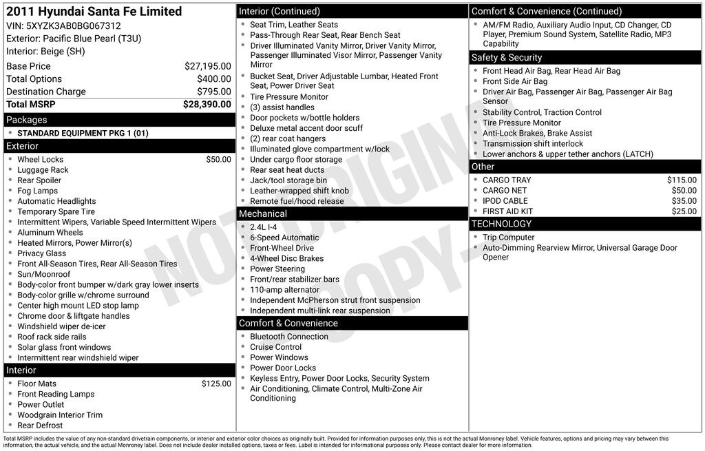 Used 2011 Hyundai Santa Fe Limited SUV