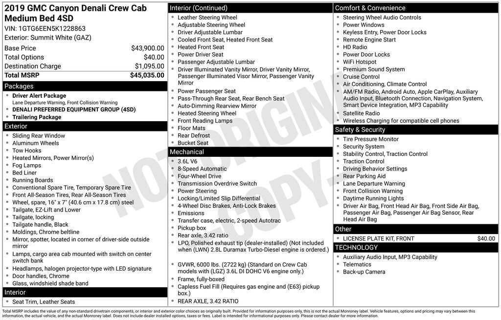 Used 2019 GMC Canyon Denali Truck