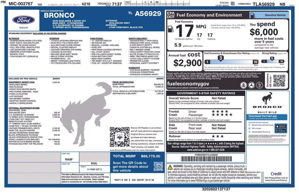 New 2026 Ford Bronco Badlands SUV