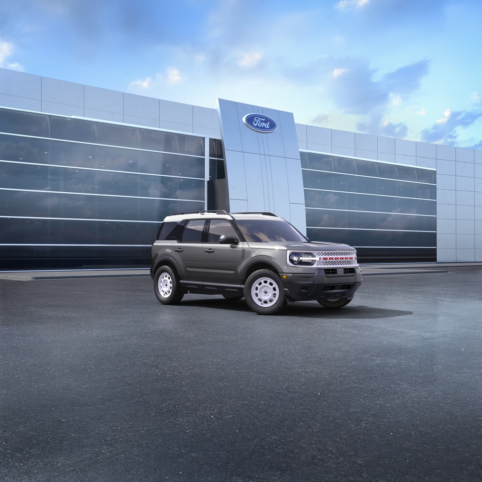  Ford Bronco Sport on dirt trail in the woods