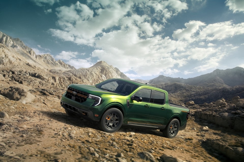 Ford Maverick driving on rocky trail
