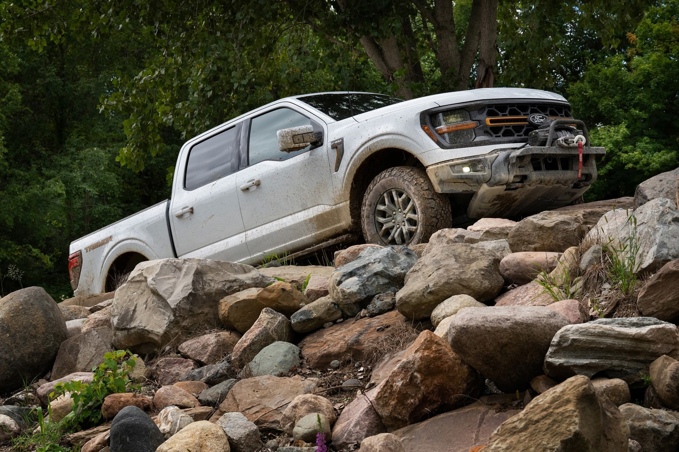 Ford F-150 driving on rocky hill