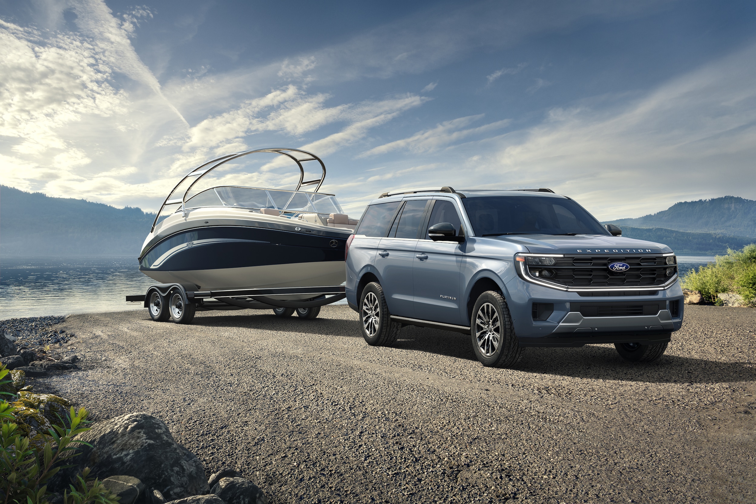 Ford Expedition towing a boat