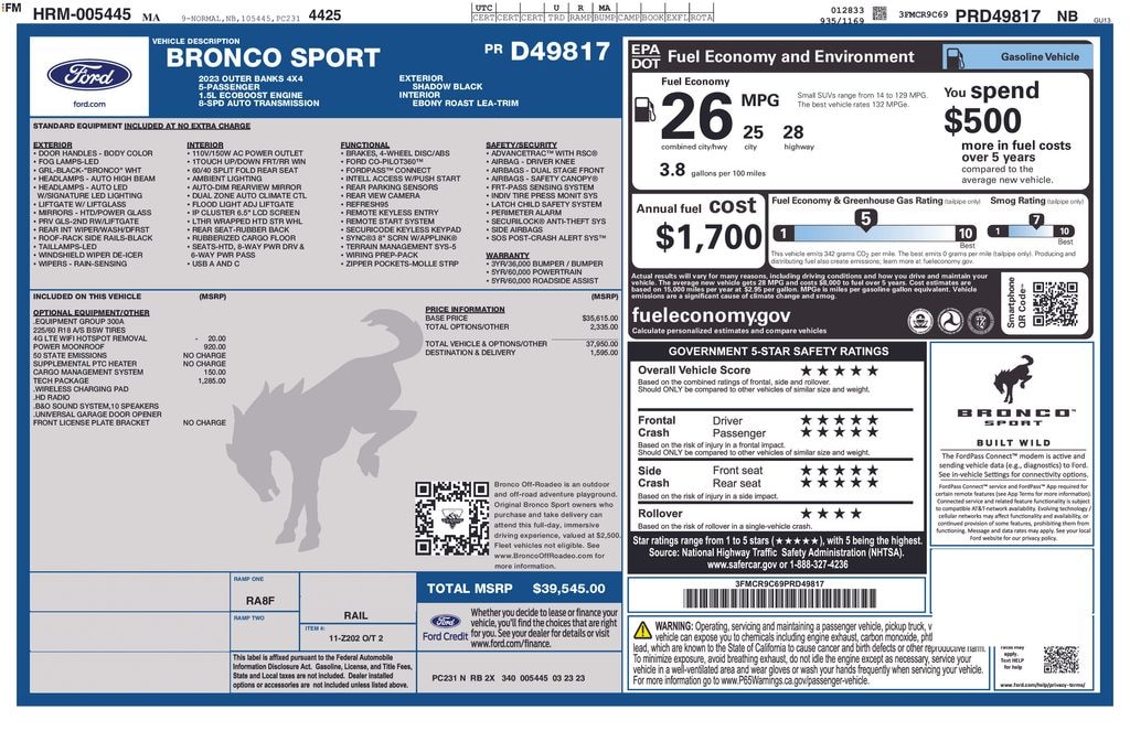 Used 2023 Ford Bronco Sport Outer Banks SUV