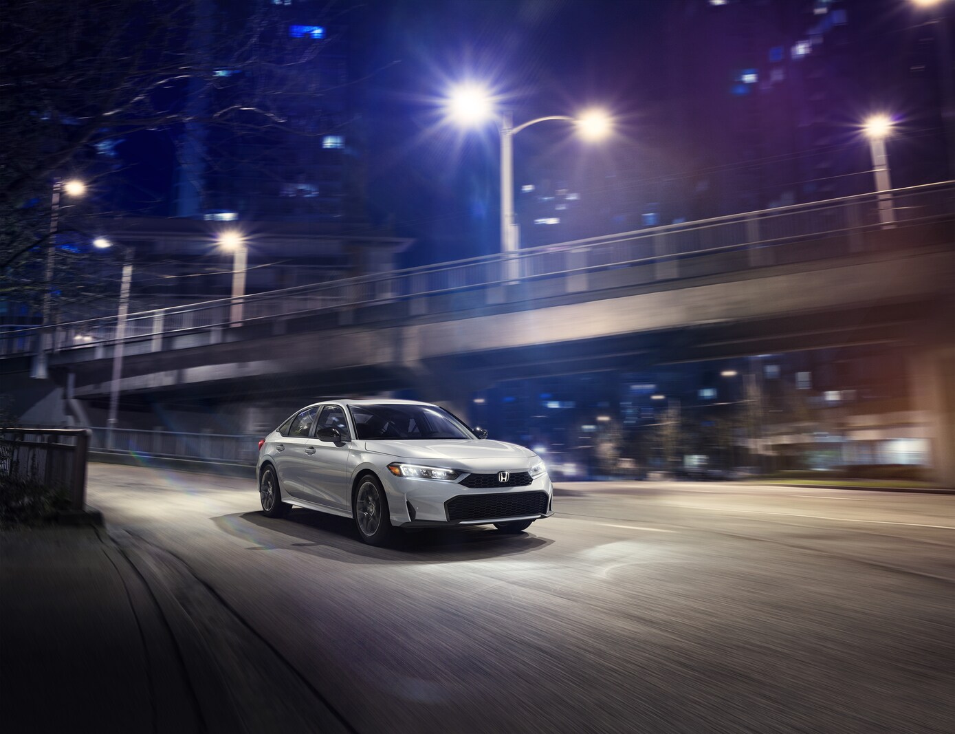 2026 Honda Civic in the city at night