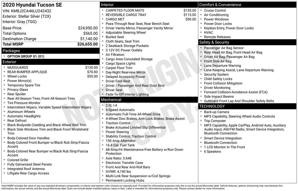 Certified 2020 Hyundai Tucson SE SUV