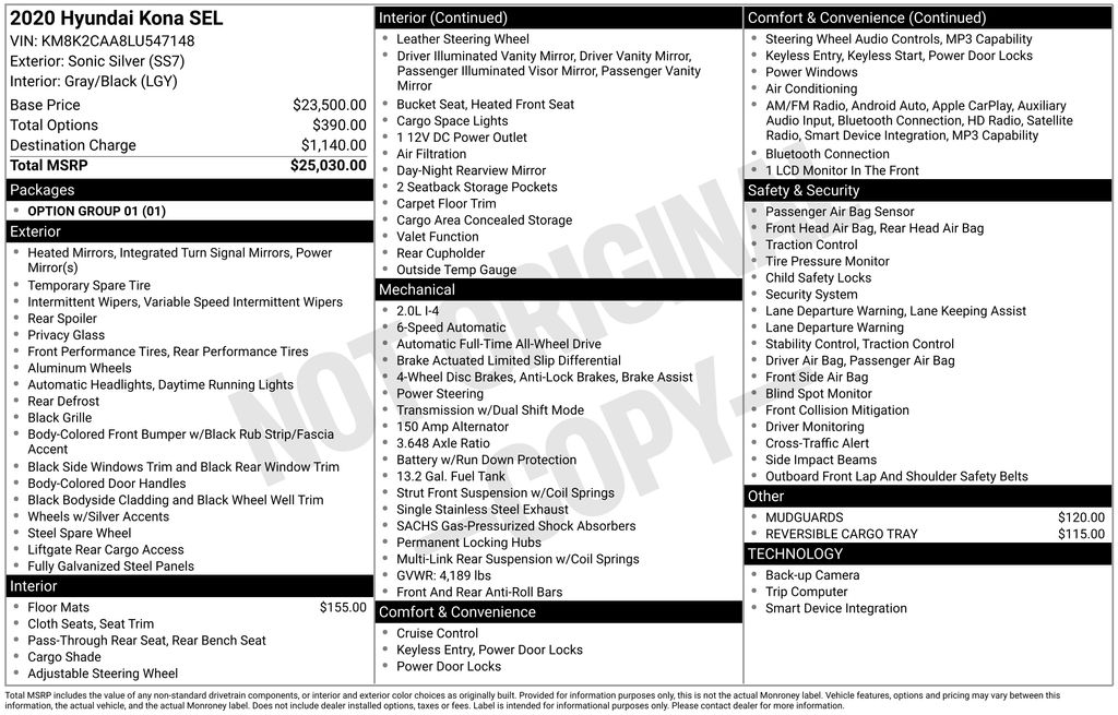 2020 Hyundai Kona SEL Automatic AWD's photo