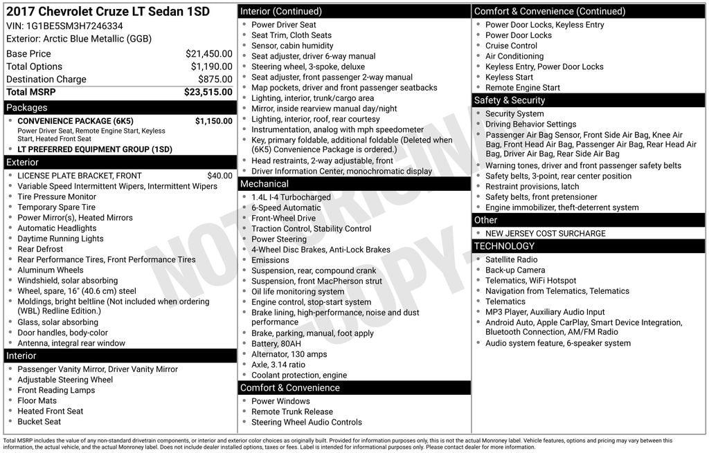 Used 2017 Chevrolet Cruze LT Sedan