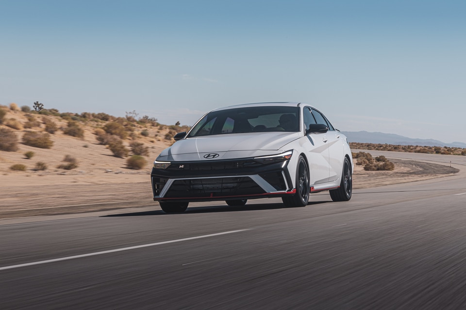  White 2026 Hyundai Elantra on the highway