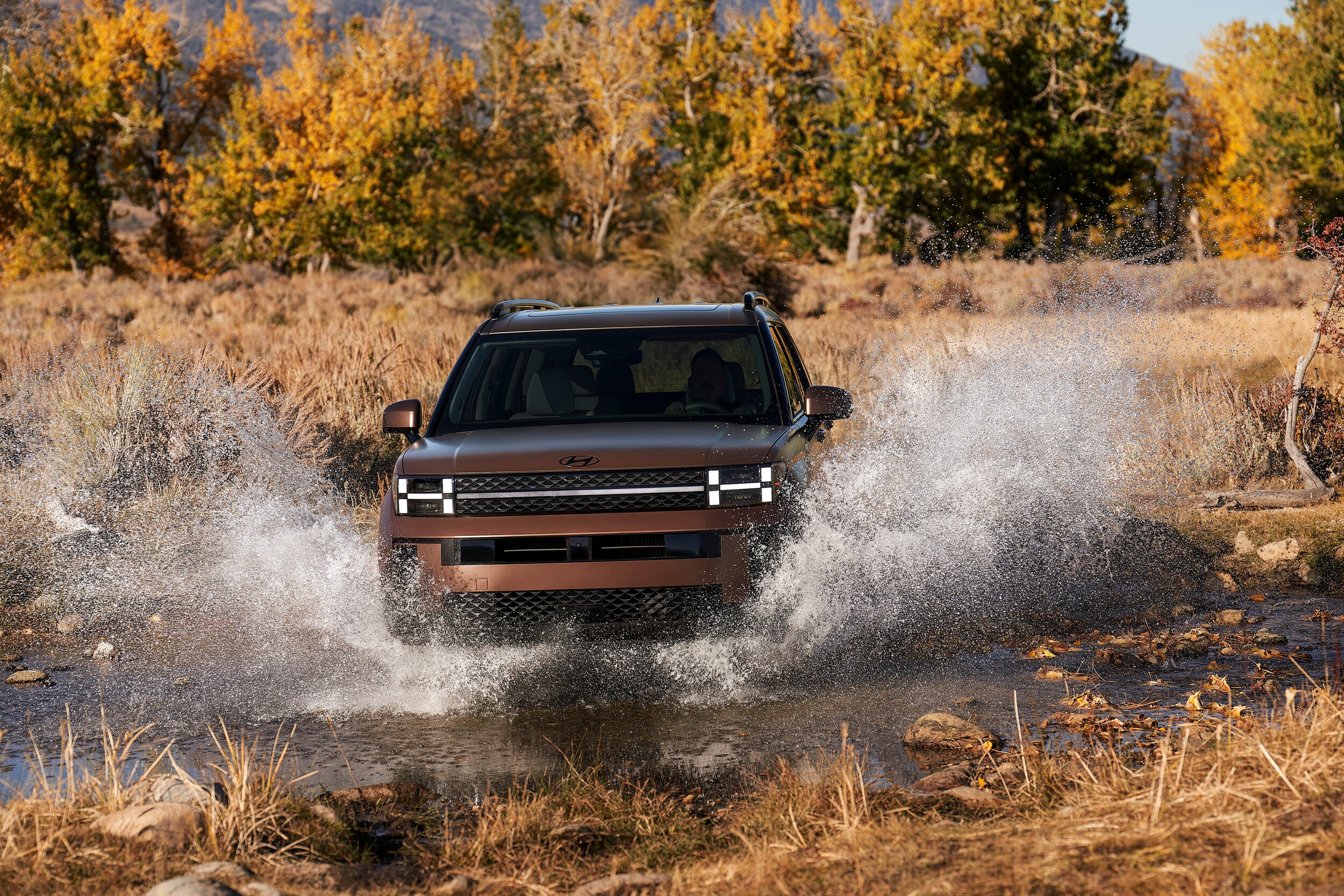  Hyundai Santa Fe Hybrid driving through water