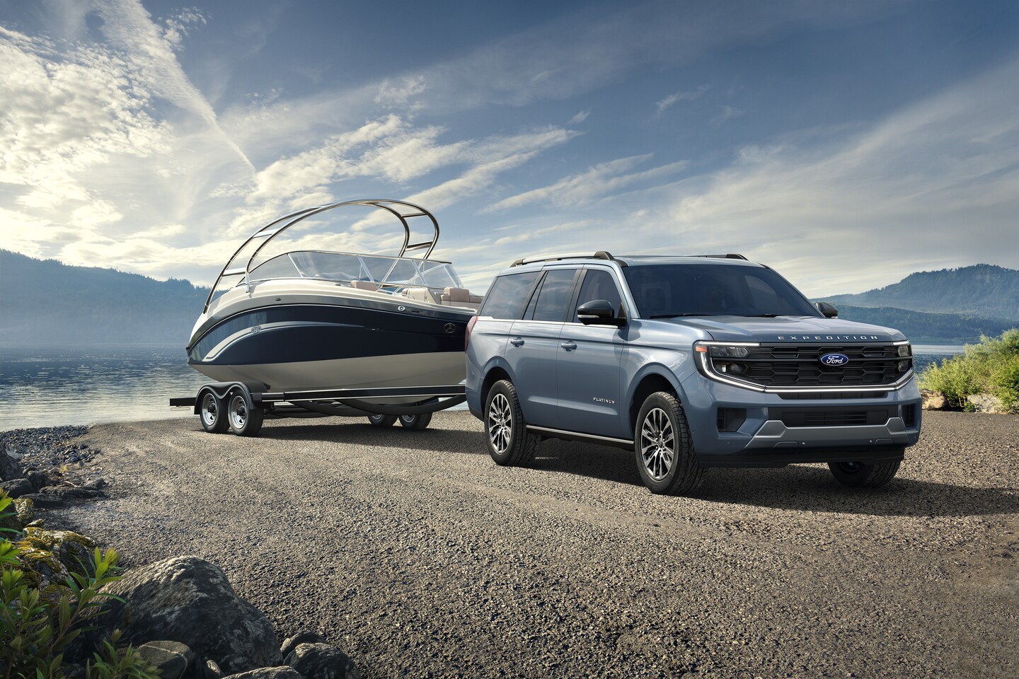 Ford Expedition towing a boat