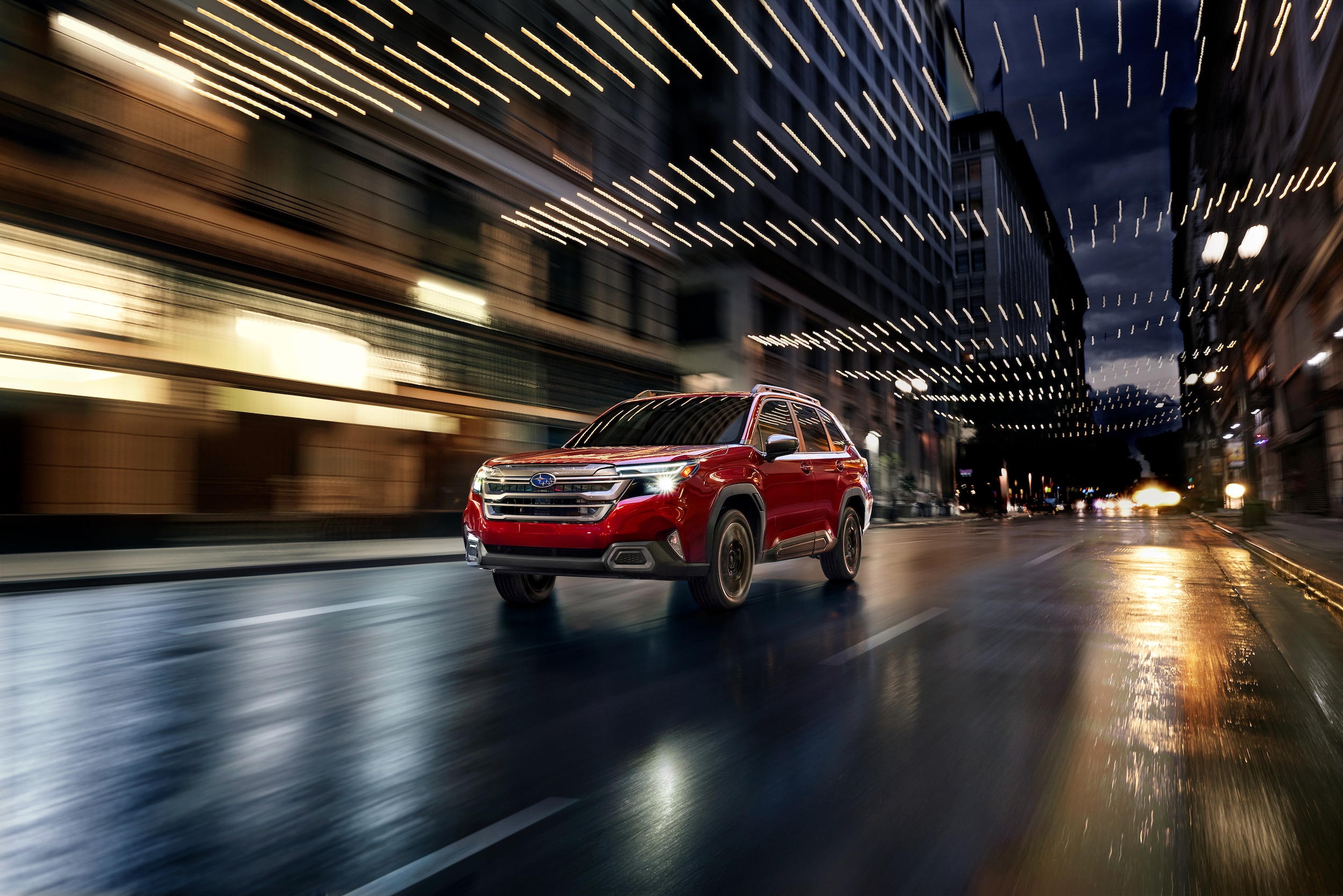  2026 Subaru Forester driving through town