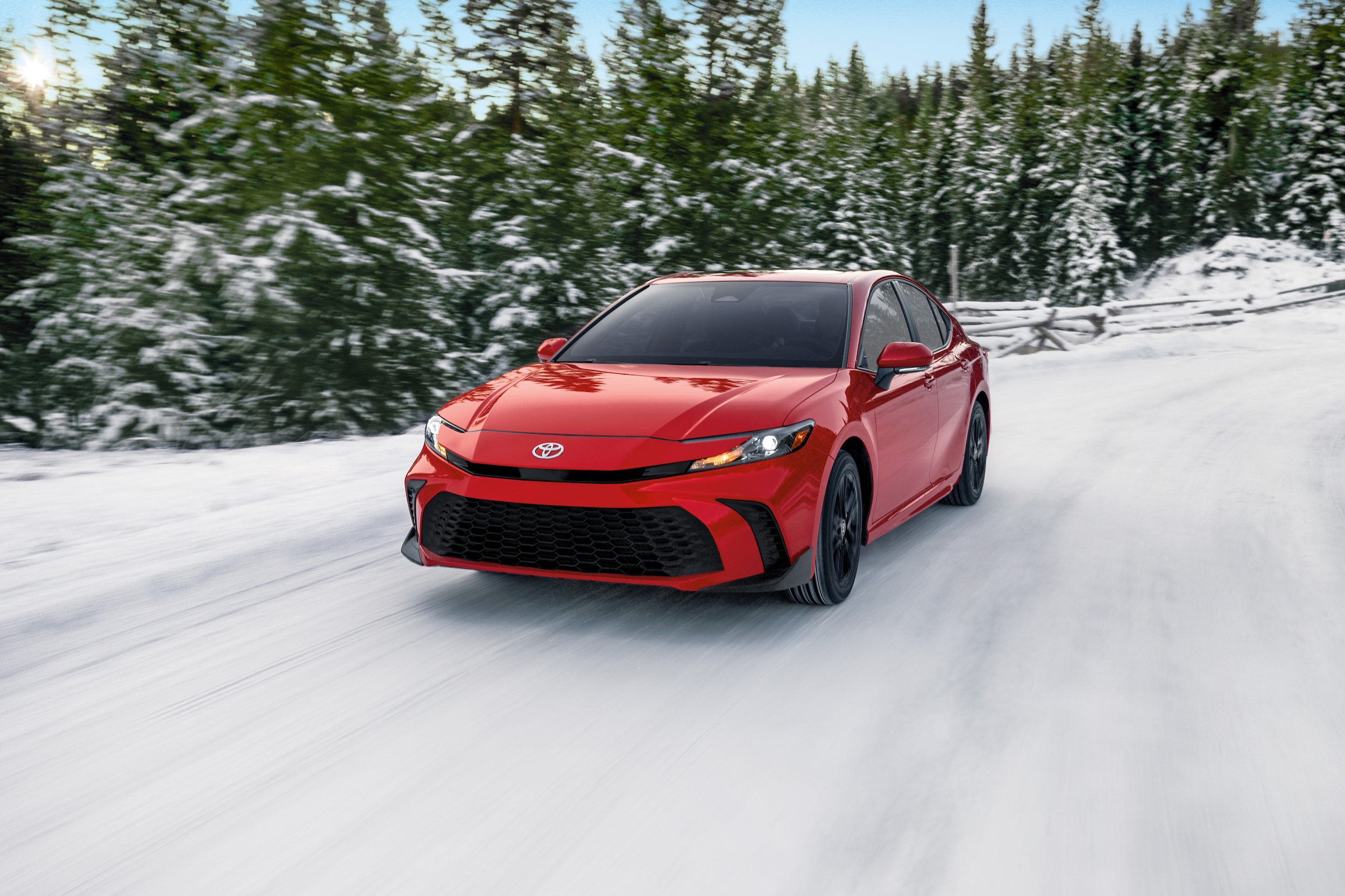 Toyota Camry driving in the snow