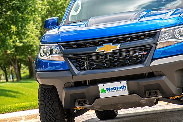 2019 Blue Chevy Colorado parked in a parking lot