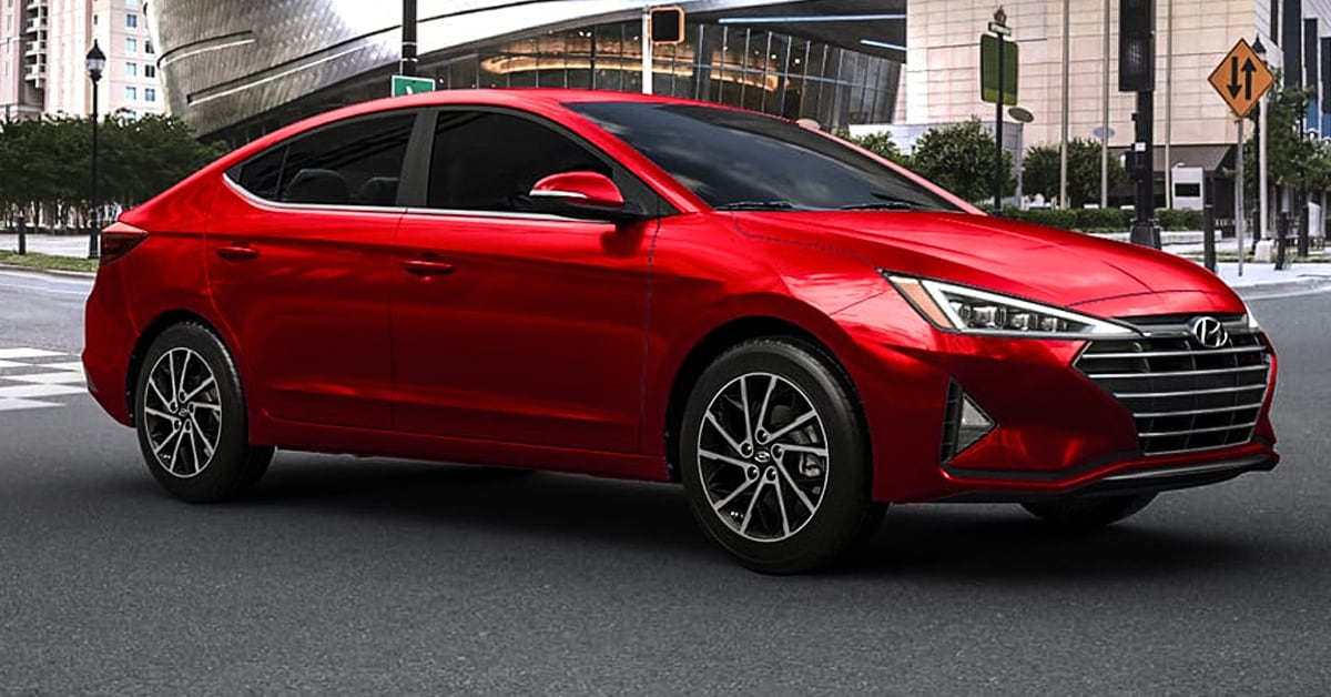 2020 Red Hyundai Elantra parked in a city road