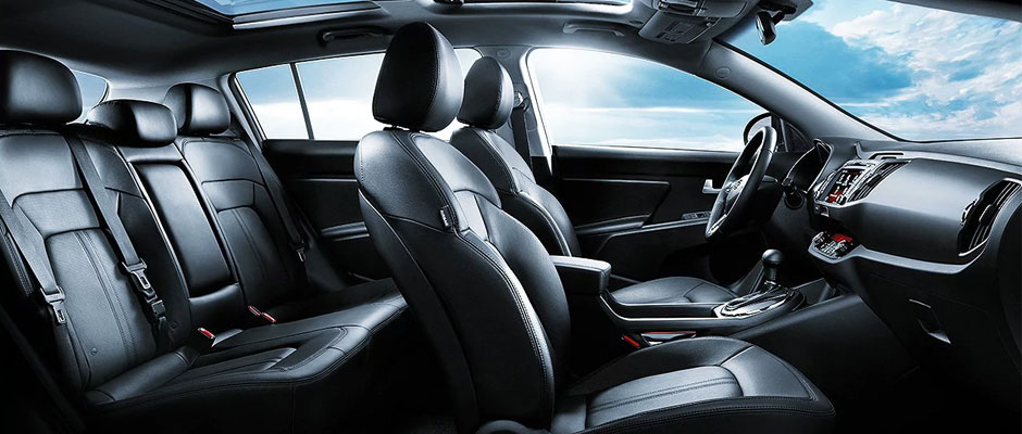 Leather interior seating in the Kia Sportage