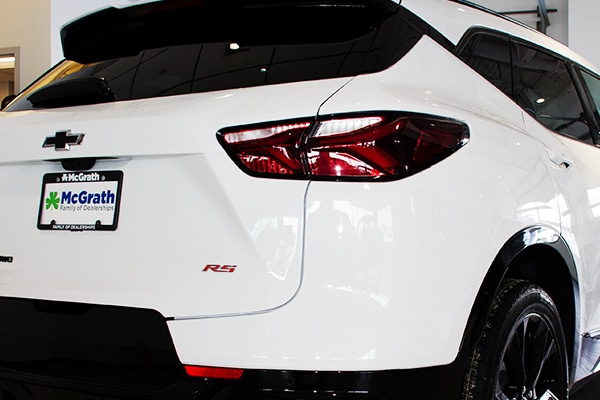 2019 Silver Chevy Blazer rear tail lights