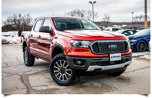 2019 Saber Orange Ford Ranger Exterior Parked in Dealer Lot