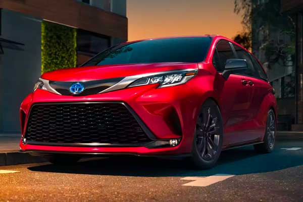 red toyota sienna parked