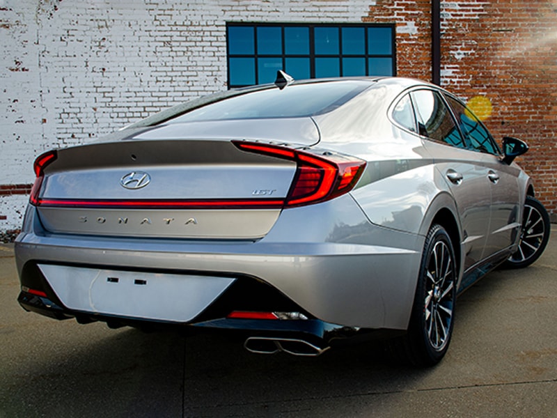 2020 Hyundai Sonata Rear exterior parked next to brick building