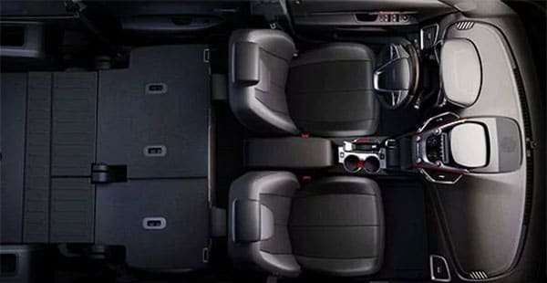 GMC Terrain overhead view of interior with seats down