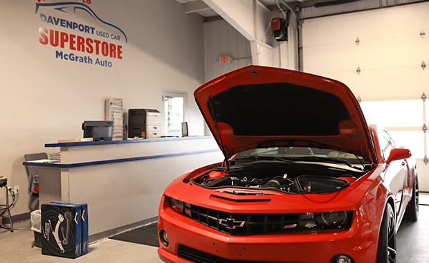 Chevy Camaro getting serviced at Davenport Used Car Superstore