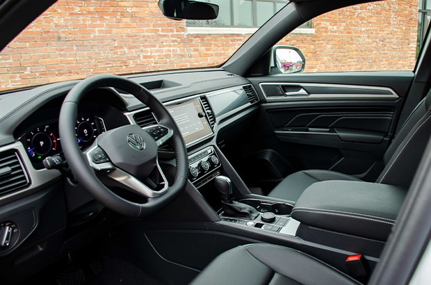 Sleek front seat with leather seating