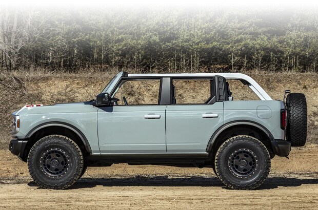 Ford Bronco with the roof panels off
