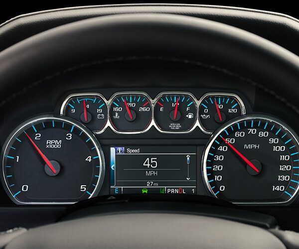 2019 GMC Sierra HD Gauges / Gauge Cluster / DIC / Driver Information Center; Interior Detail