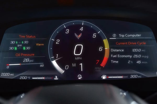 Digial cluster in the 2020 Corvette