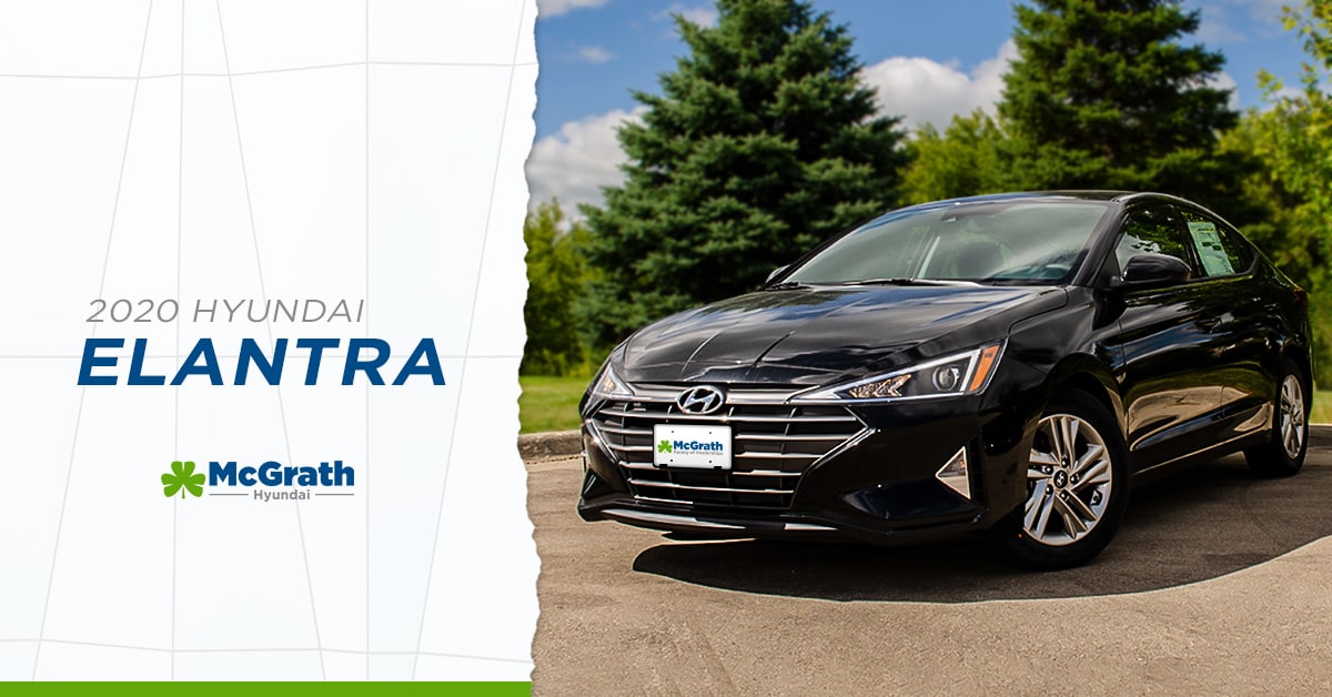 2020 Hyundai Elantra parked in front of pine trees