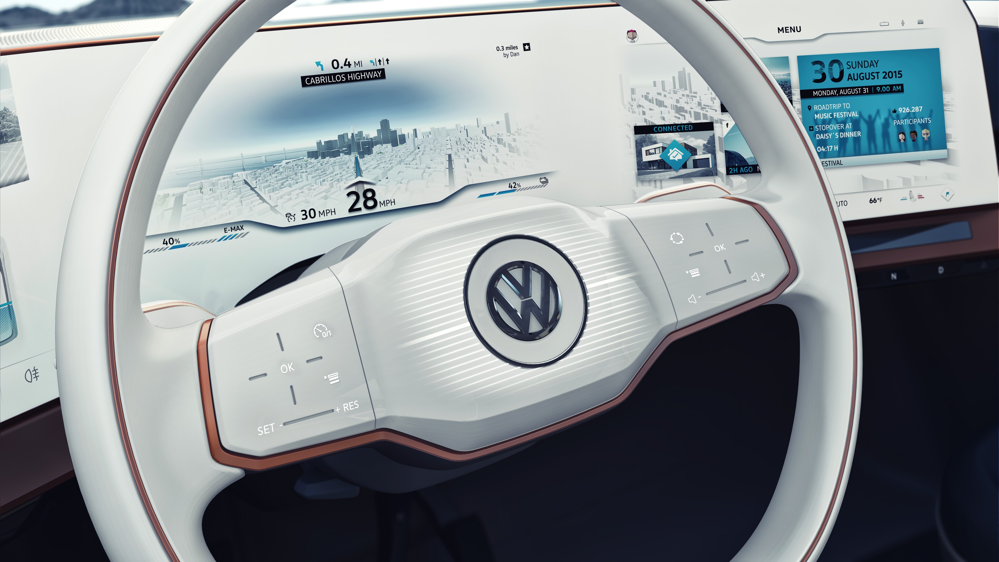 Volkswagen BUDD-e Interior Active Intro Display Steering Wheel