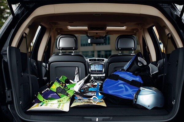 Dodge Journey seats folded all the way down to adjust for more cargo space