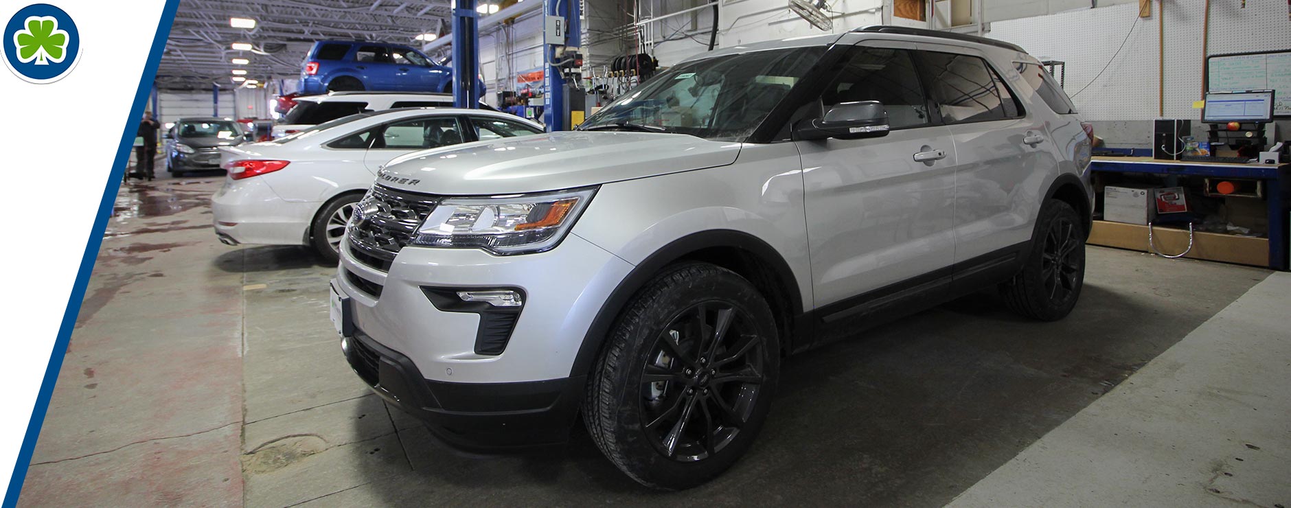 A Ford Explorer in our service center